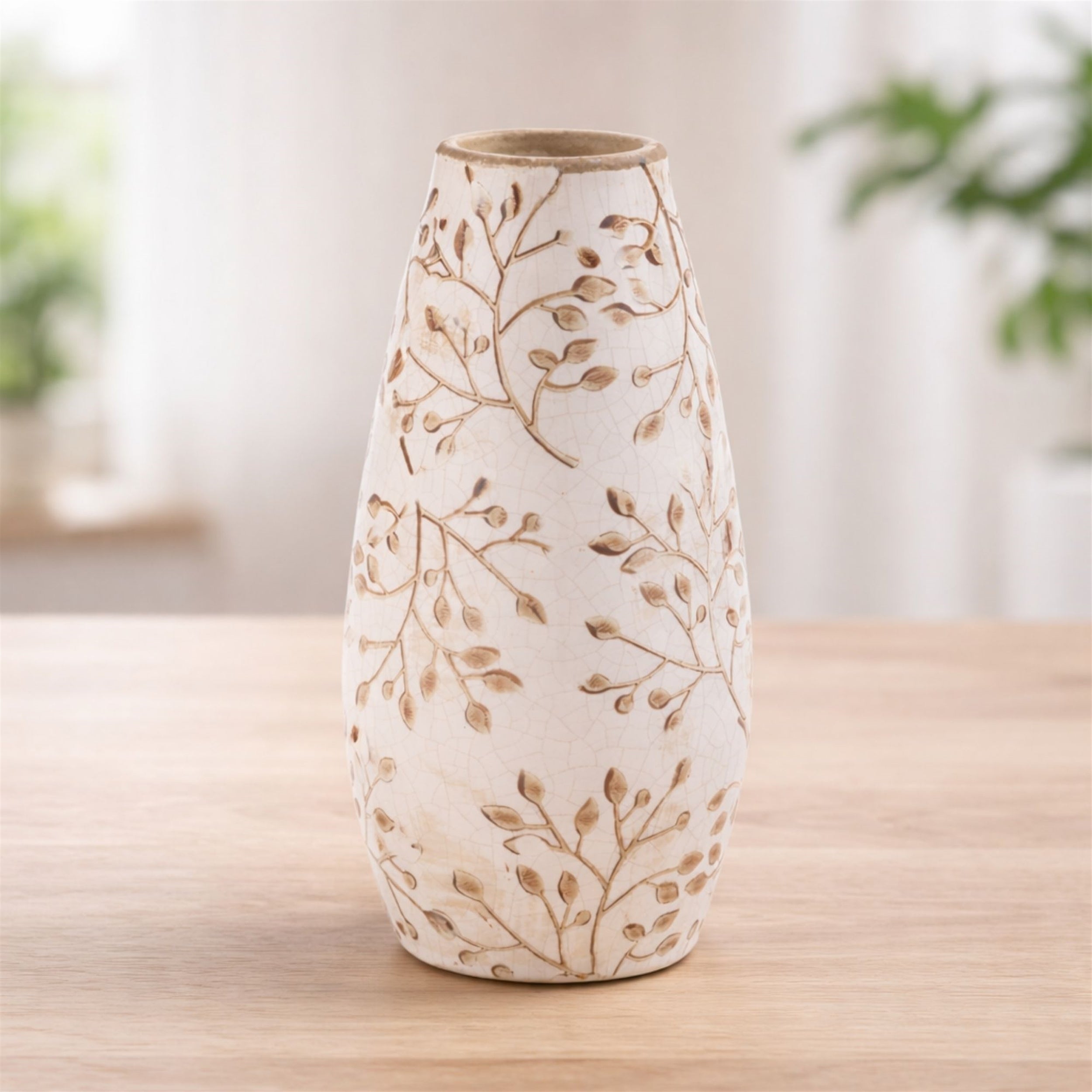 Botanical Pattern Ceramic Vase 8"H