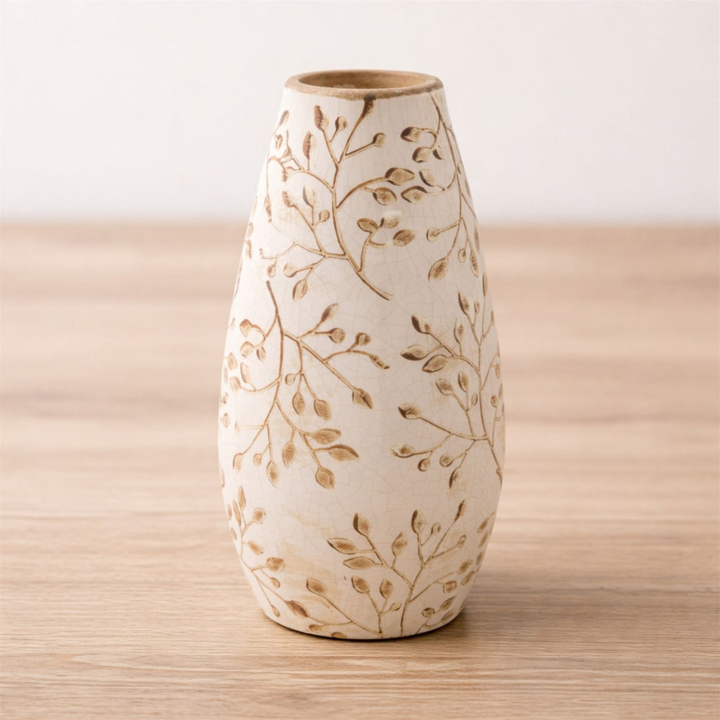 Botanical Pattern Ceramic Vase 8"H