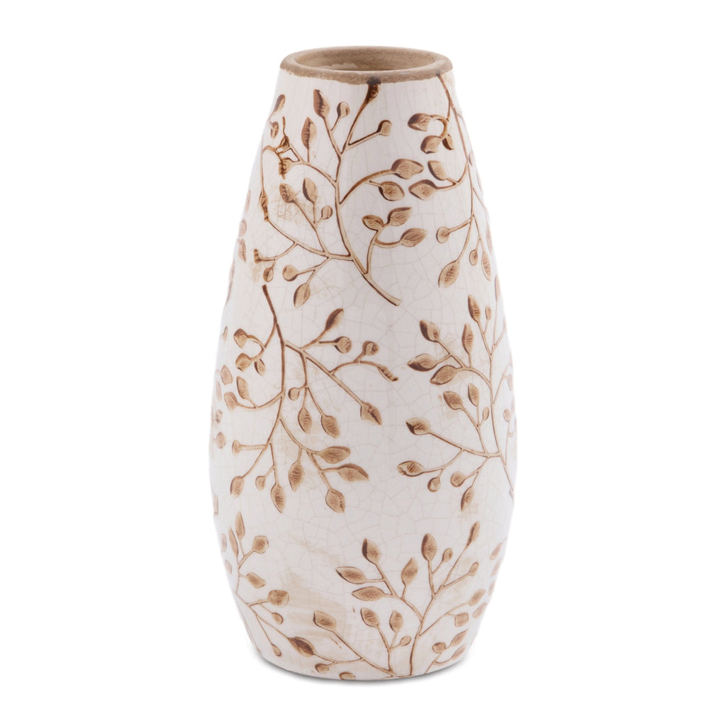 Botanical Pattern Ceramic Vase 8"H