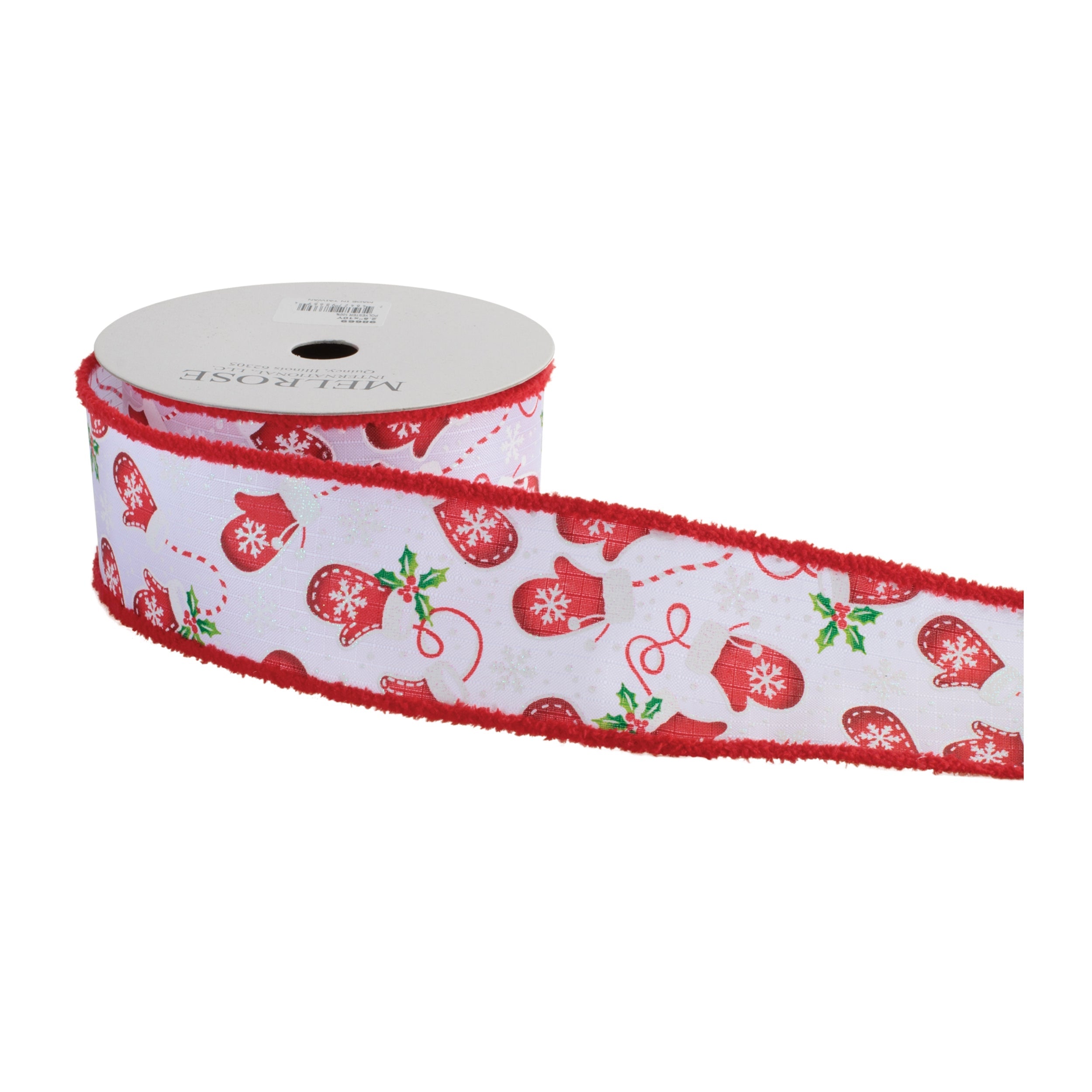 Christmas Mittens Wired Polyester Ribbon 2.5" x 10 Yds.