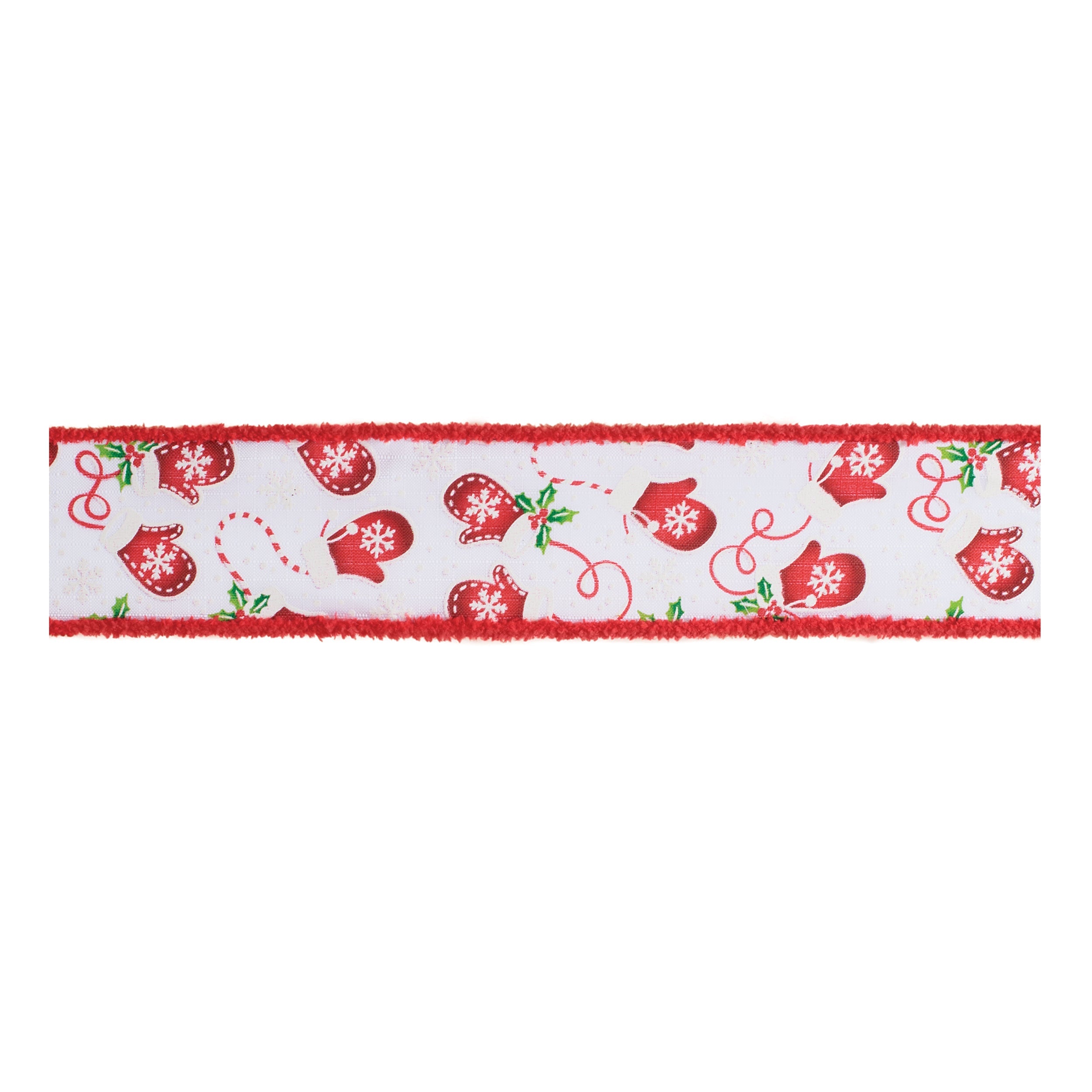 Christmas Mittens Wired Polyester Ribbon 2.5" x 10 Yds.