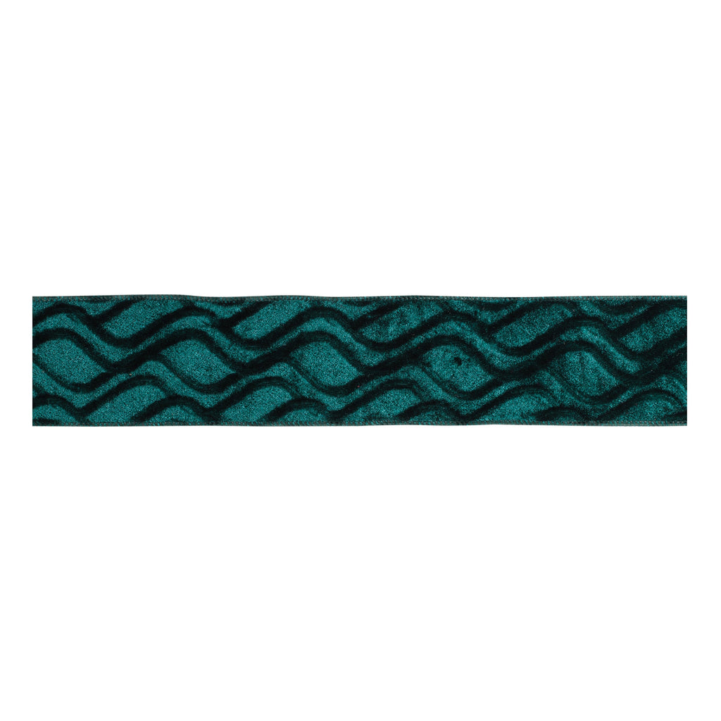 Embossed Wave Velvet Wired Polyester Ribbon 2.5" x 10 Yds.
