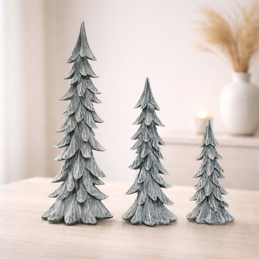 Glittered Pine Tree (Set of 3)