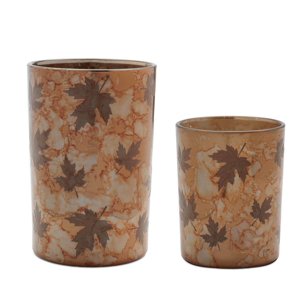 Autumn Leaf Glass Candle Holder (Set of 3)