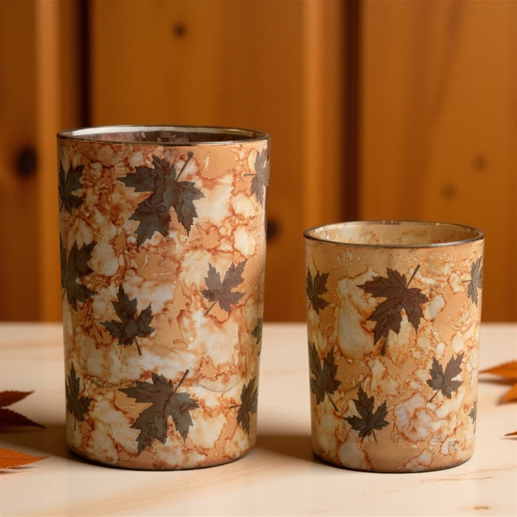 Autumn Leaf Glass Candle Holder (Set of 3)