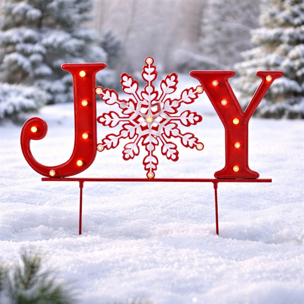 LED JOY Snowflake Planter Stake