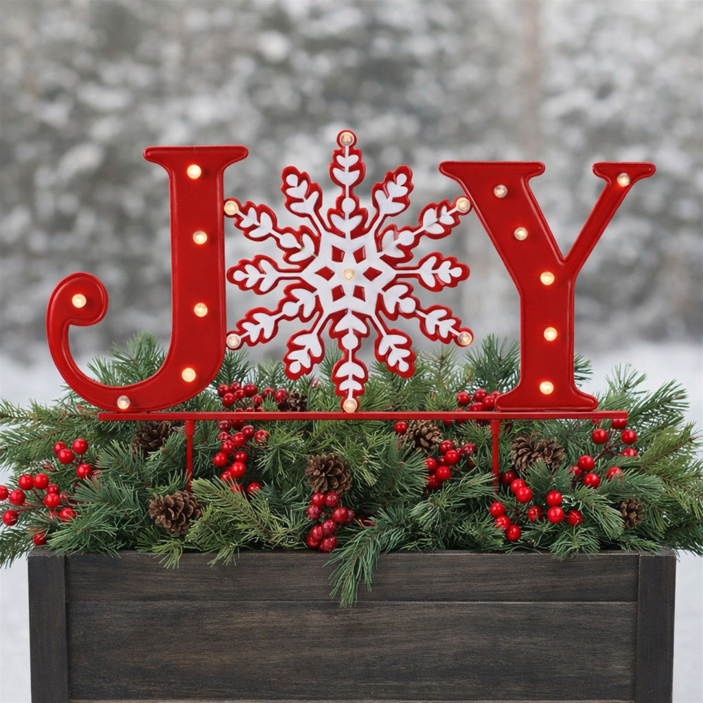 LED JOY Snowflake Planter Stake