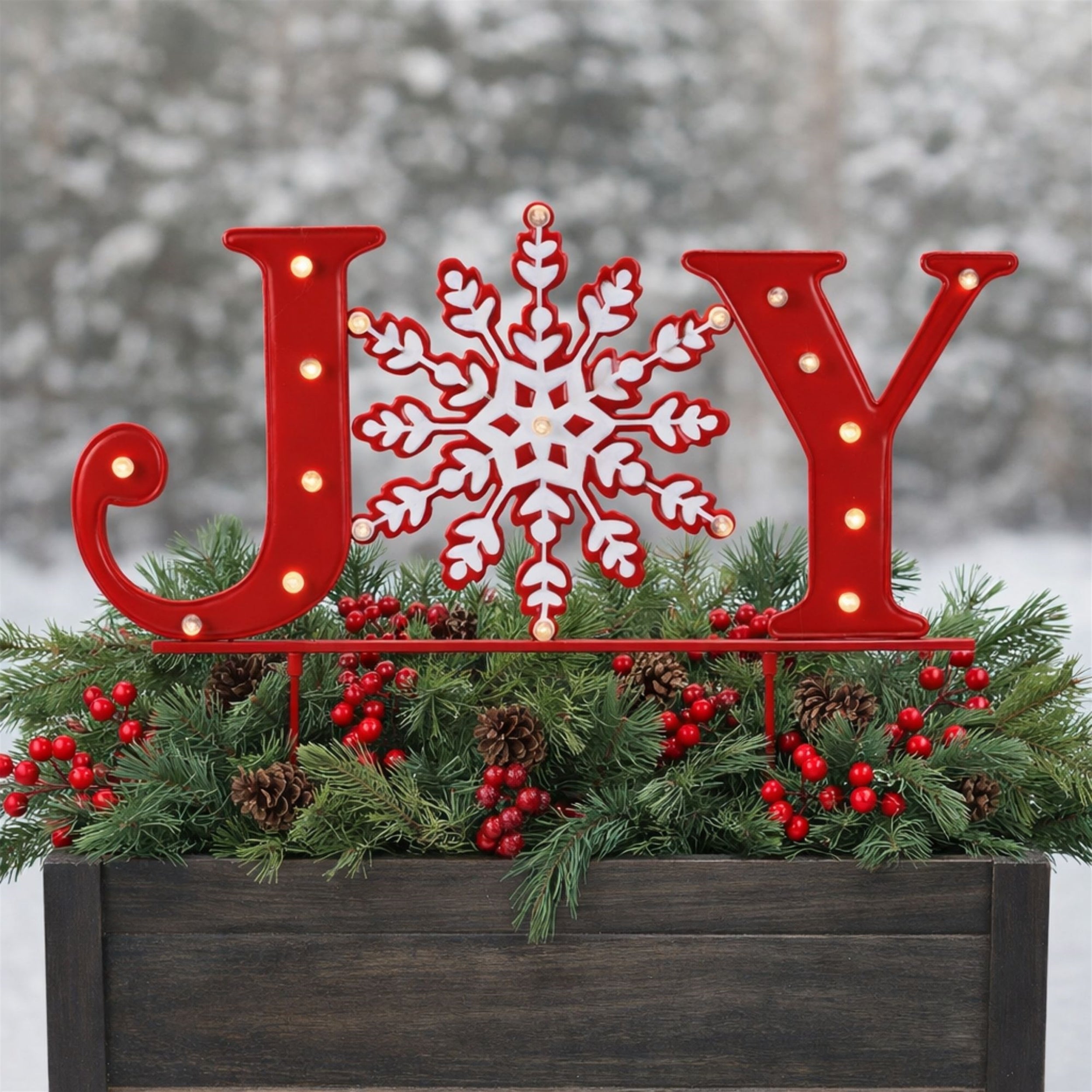 LED JOY Snowflake Planter Stake
