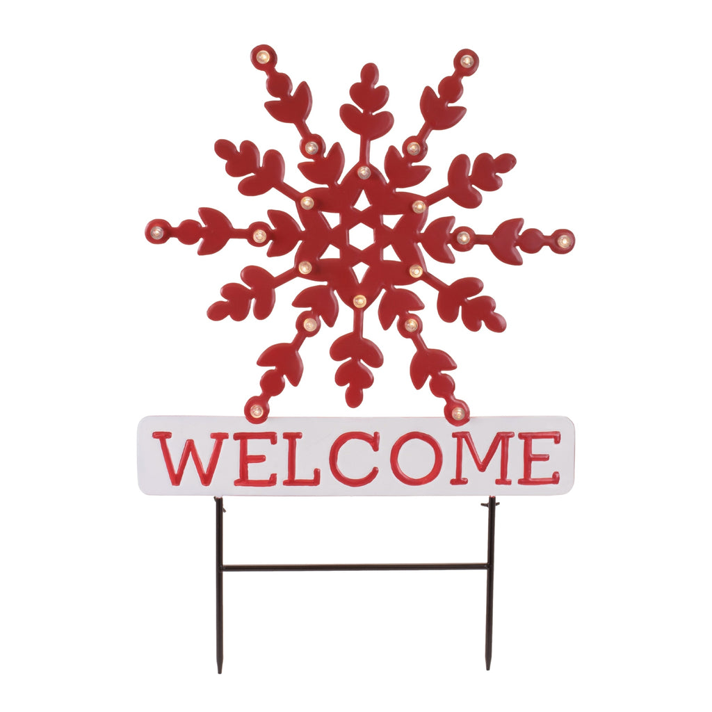 LED Snowflake Welcome Planter Stake