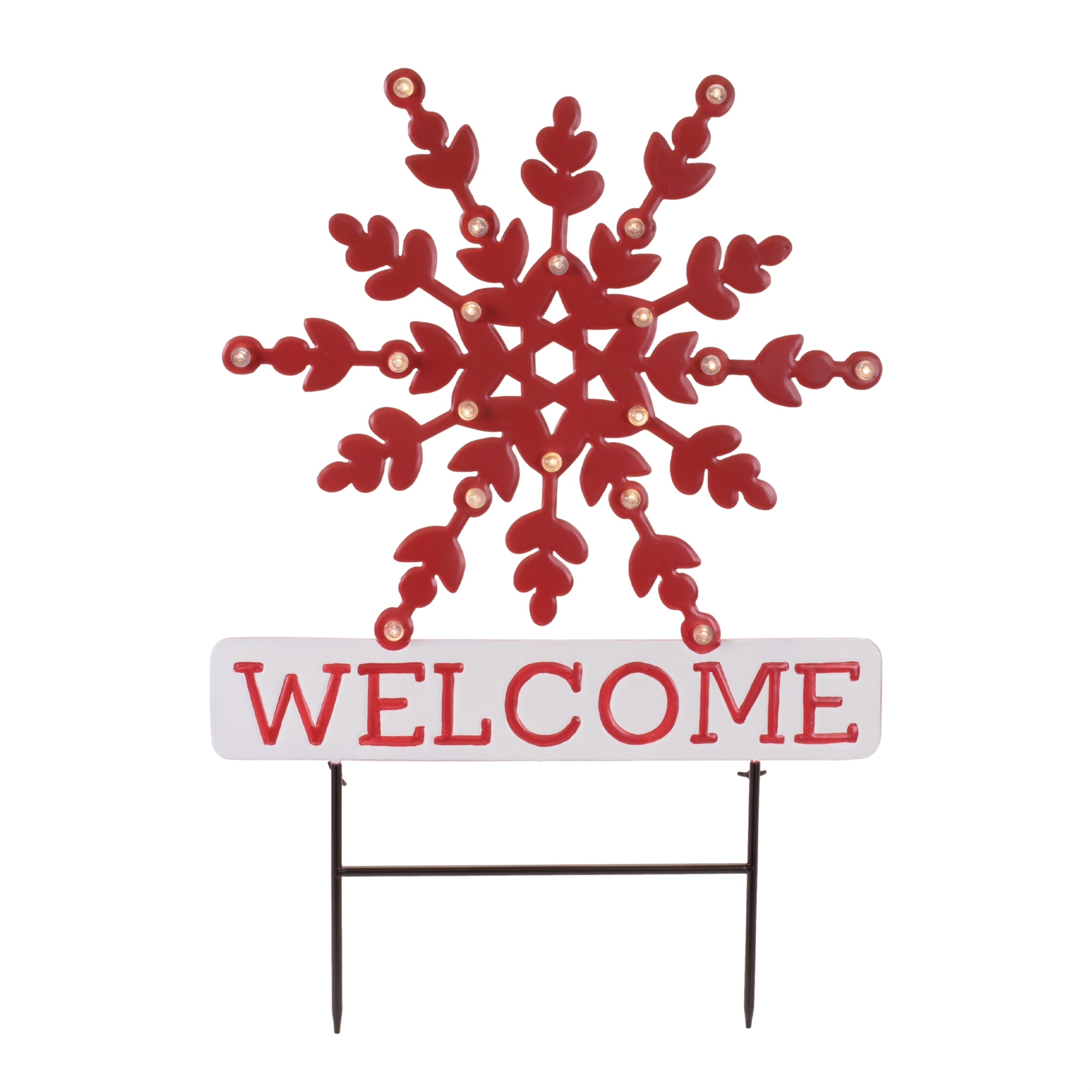 LED Snowflake Welcome Planter Stake