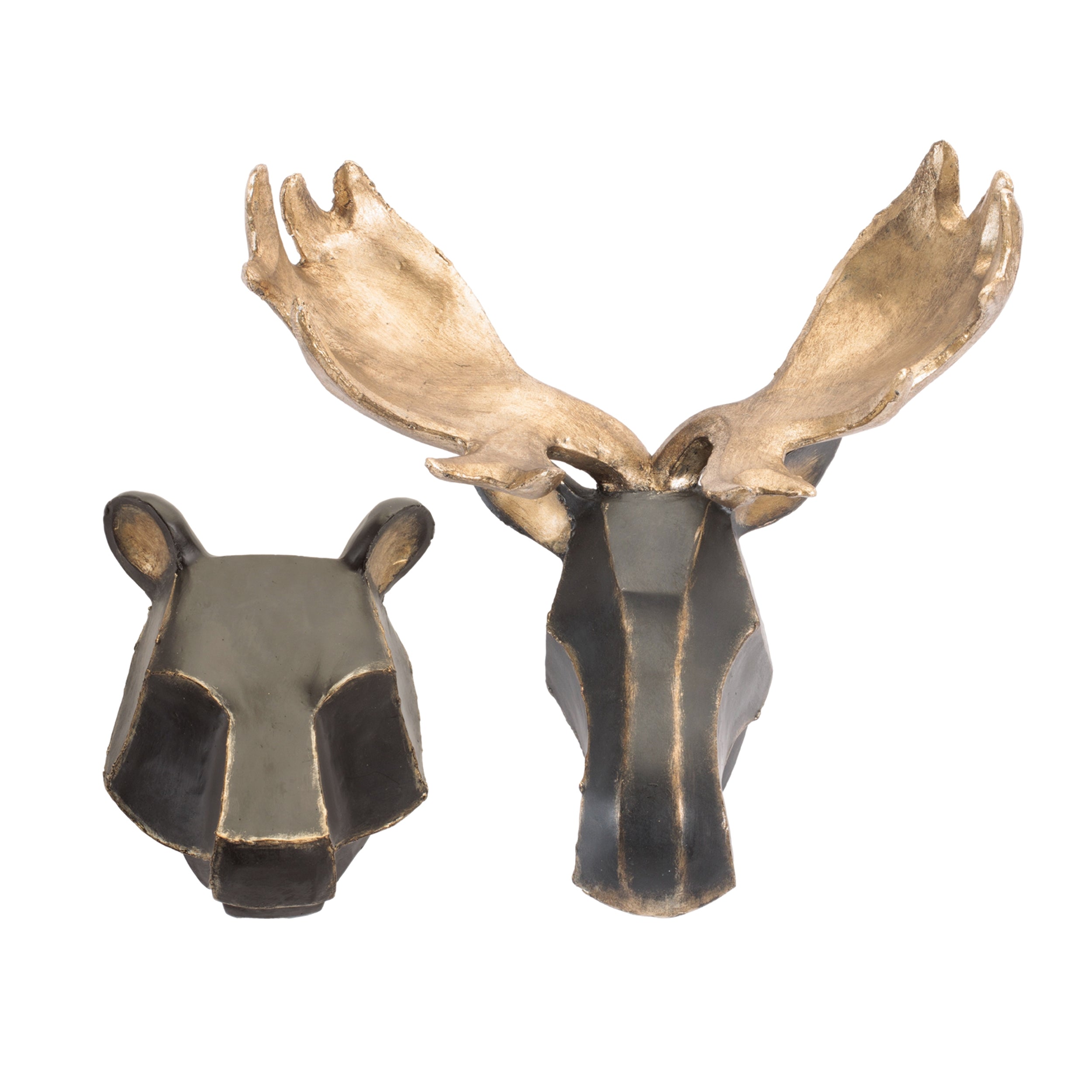 Geometric Bear and Moose Wall Mounts (Set of 2)