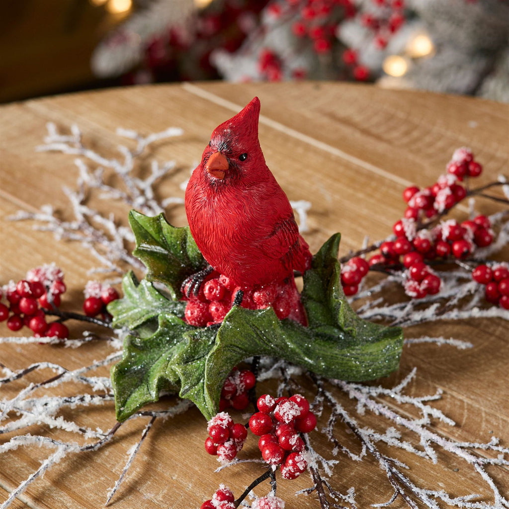 Cardinal Bird on Holly Branch (Set of 2)