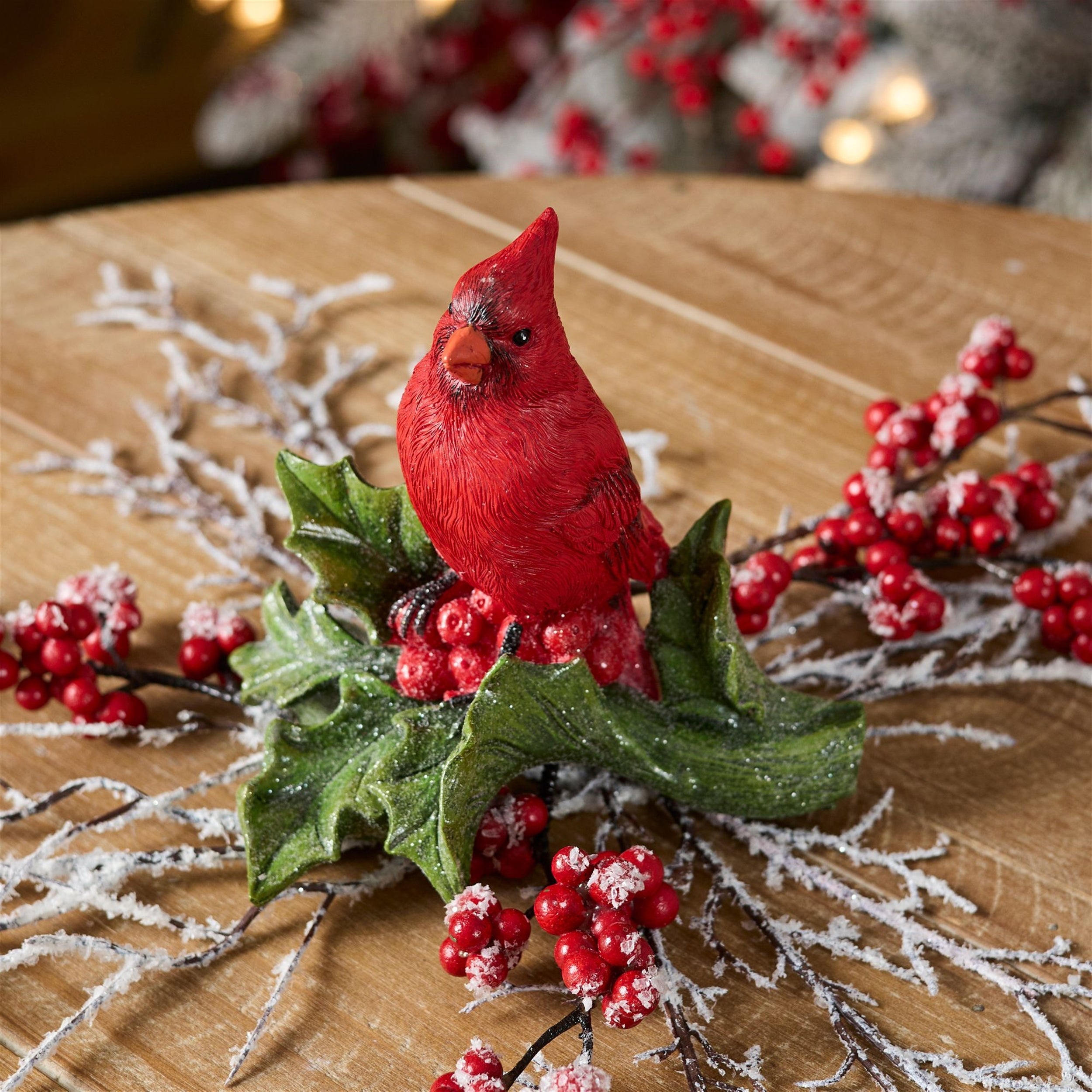 Cardinal Bird on Holly Branch (Set of 2)
