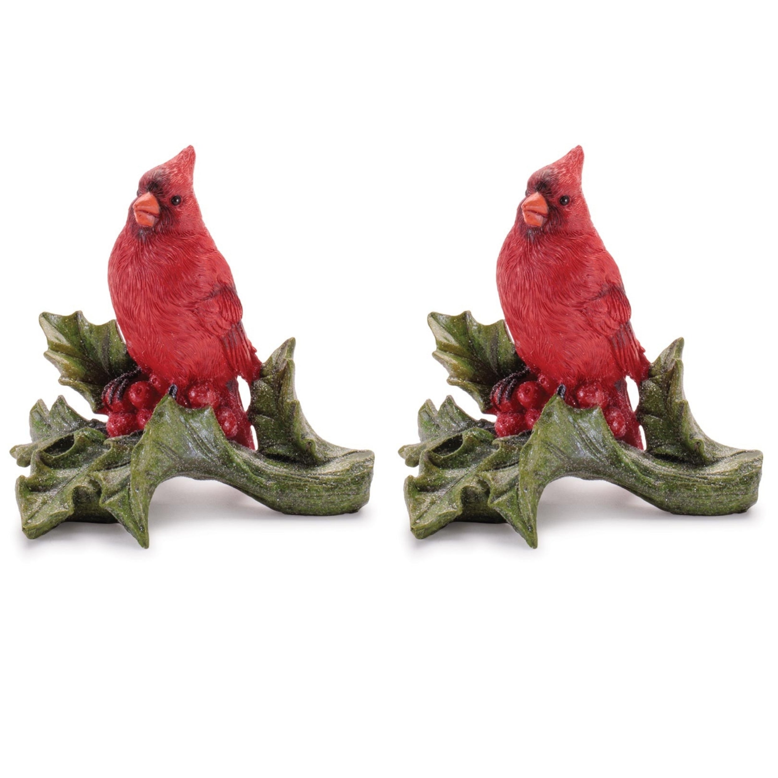 Cardinal Bird on Holly Branch (Set of 2)