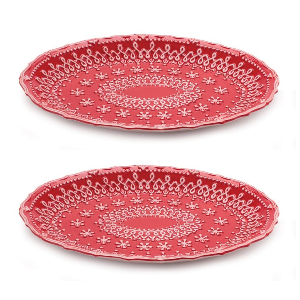 Embossed Ceramic Snowflake Platter (Set of 2)