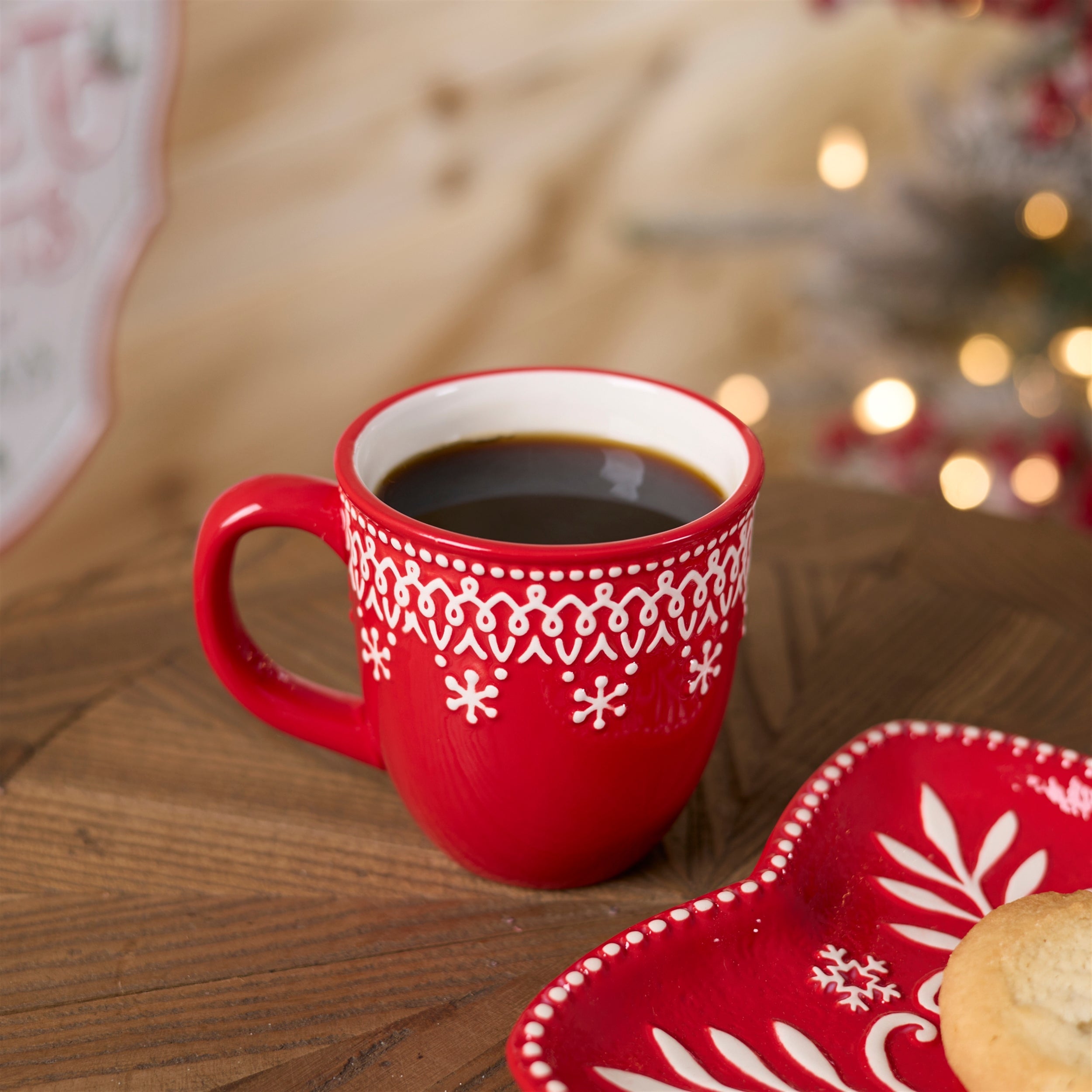 Embossed Ceramic Snowflake Mug (Set of 6)