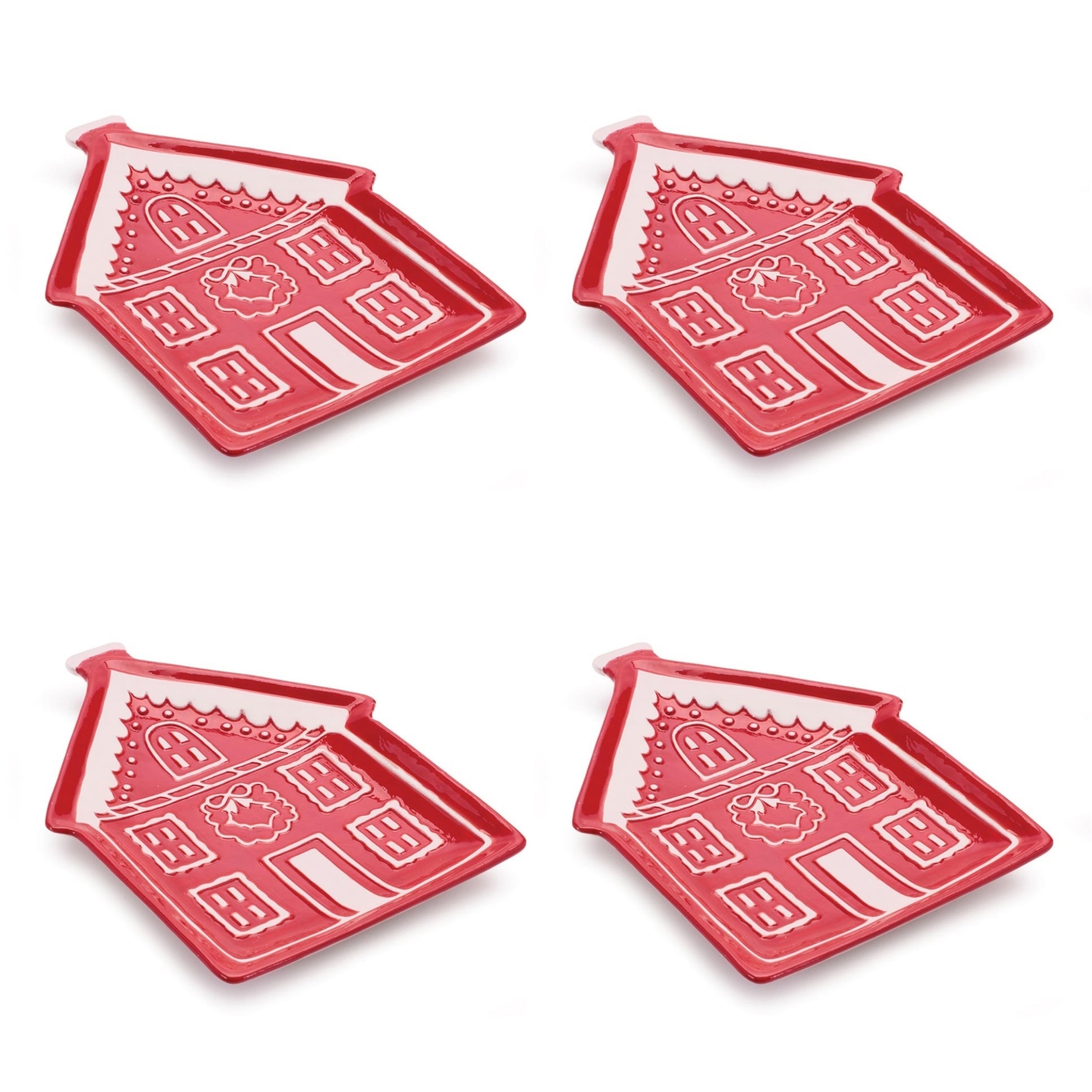 Ceramic Gingerbread House Plate (Set of 4)