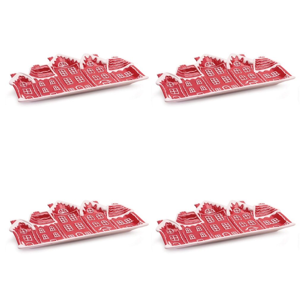 Ceramic Snowy Village Plate (Set of 4)
