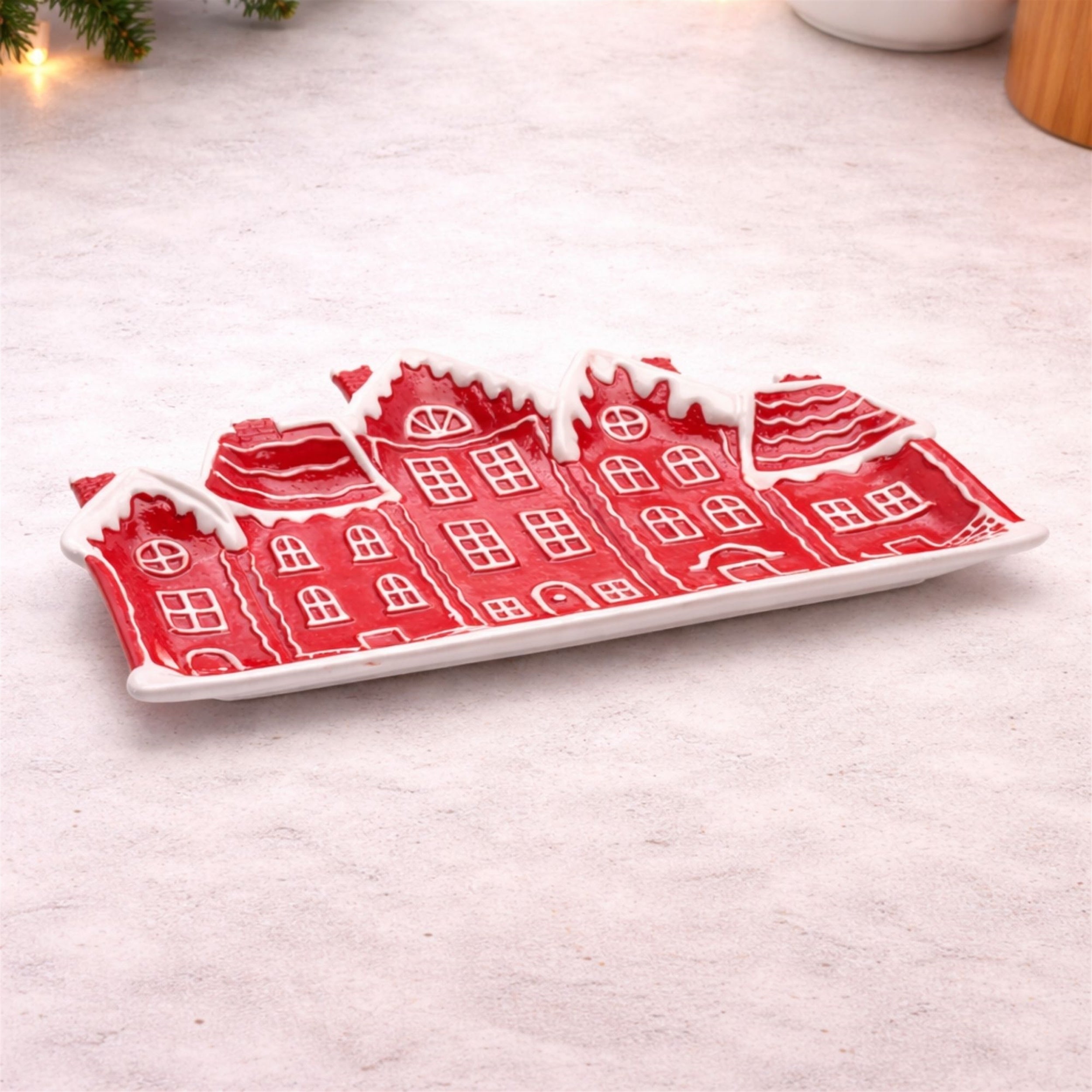 Ceramic Snowy Village Plate (Set of 4)