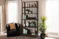 Baxton Studio Ceren Vintage Rustic Industrial Distressed Wood and Black Metal Finished 5-Tier Living Room Ladder Shelf