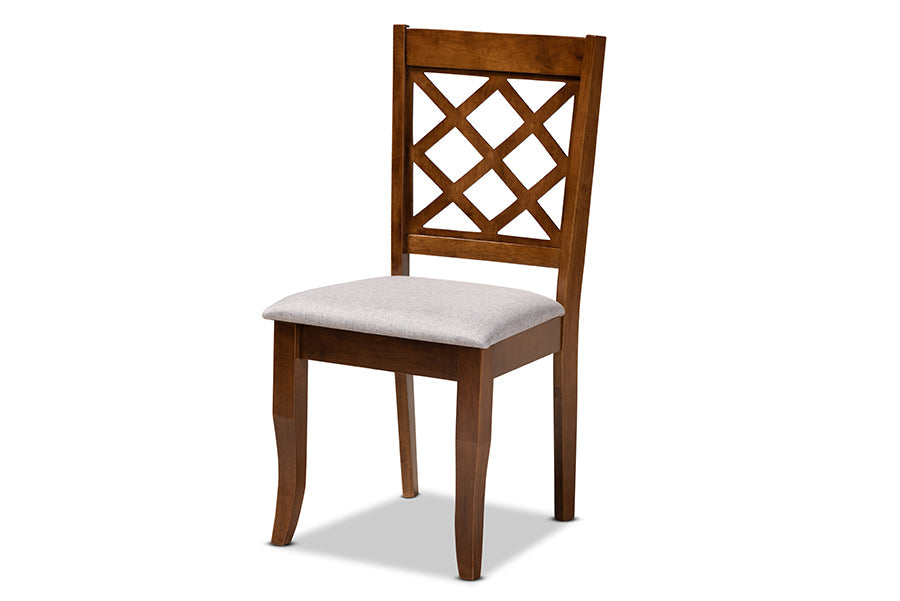Baxton Studio Adara Modern and Contemporary Grey Fabric Upholstered and Walnut Brown Finished Wood 5-Piece Dining Set