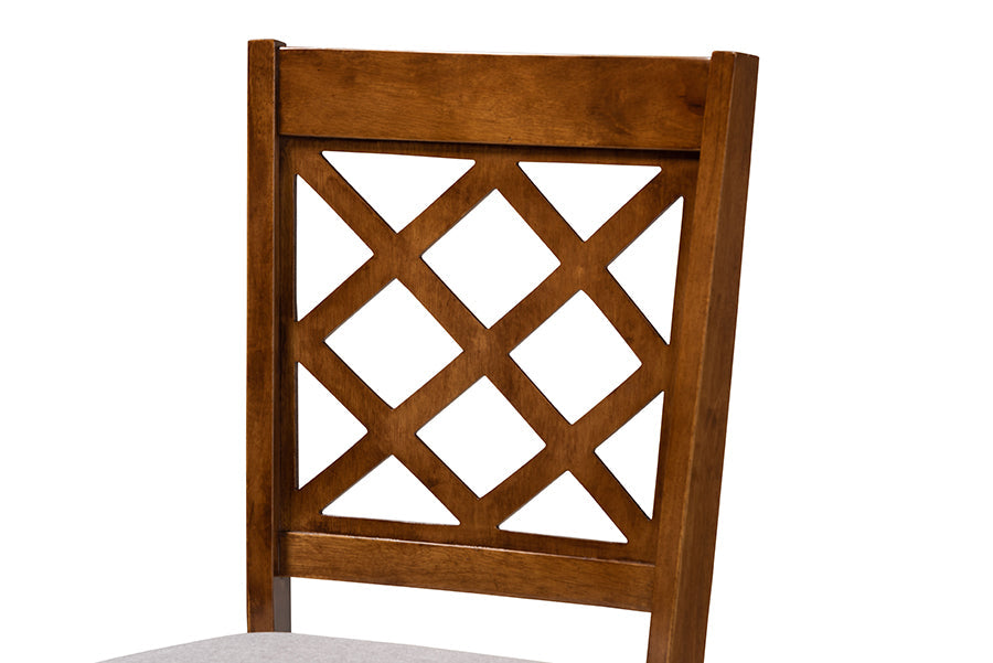 Baxton Studio Adara Modern and Contemporary Grey Fabric Upholstered and Walnut Brown Finished Wood 5-Piece Dining Set