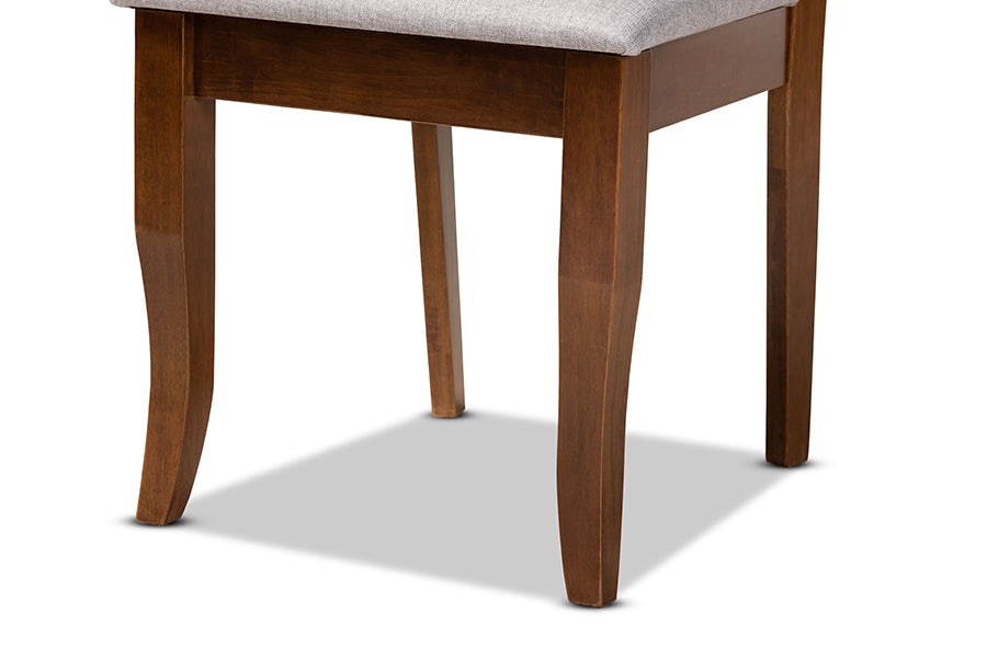 Baxton Studio Adara Modern and Contemporary Grey Fabric Upholstered and Walnut Brown Finished Wood 5-Piece Dining Set