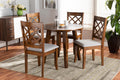 Baxton Studio Adara Modern and Contemporary Grey Fabric Upholstered and Walnut Brown Finished Wood 5-Piece Dining Set