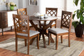 Baxton Studio Beth Modern and Contemporary Grey Fabric Upholstered and Walnut Brown Finished Wood 5-Piece Dining Set