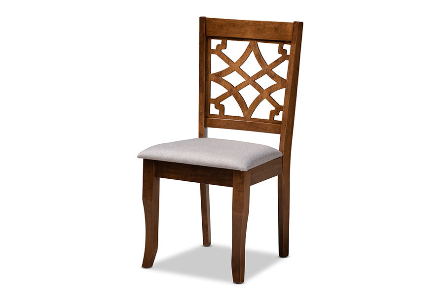Baxton Studio Alisa Modern and Contemporary Grey Fabric Upholstered and Walnut Brown Finished Wood 5-Piece Dining Set
