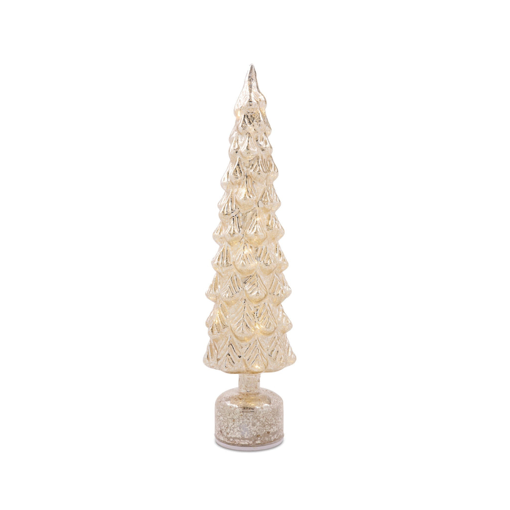 LED Mercury Glass Rotating Pine Tree (Set of 2)