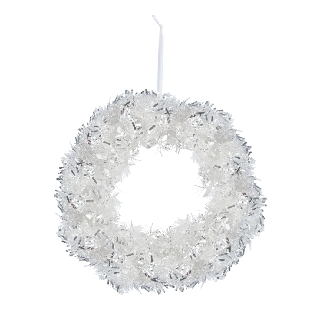 Silver Tinsel Christmas Wreath 18"D