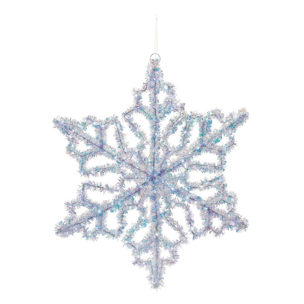 LED Hanging Tinsel Snowflake 31.5"H
