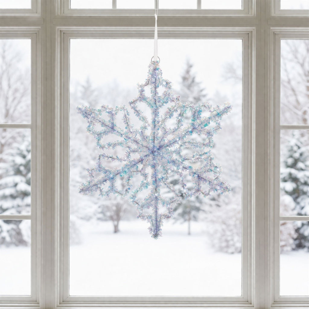 LED Hanging Tinsel Snowflake 31.5"H