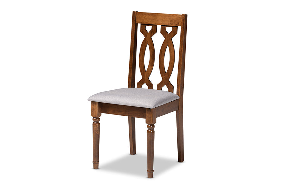 Baxton Studio Callie Modern and Contemporary Grey Fabric Upholstered and Walnut Brown Finished Wood 5-Piece Dining Set