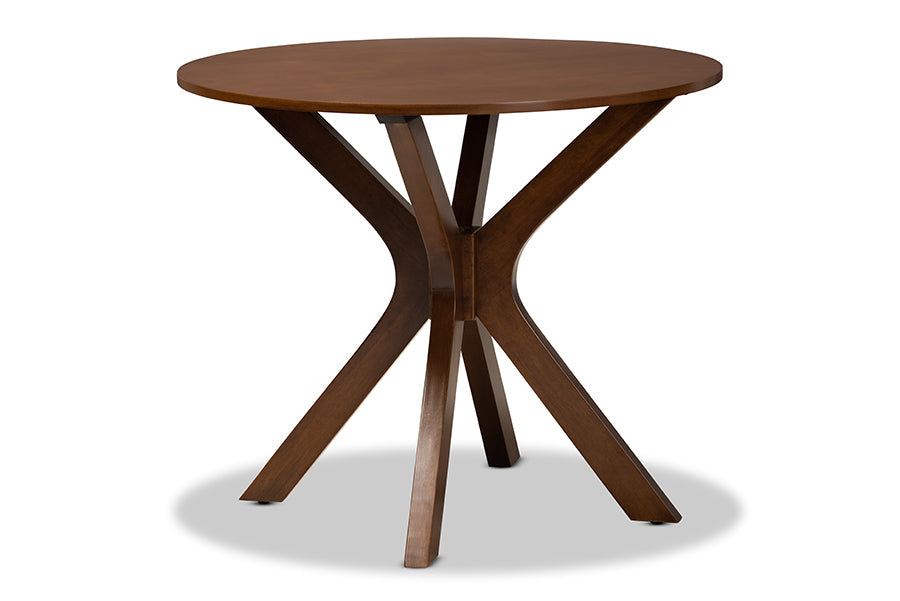 Baxton Studio Callie Modern and Contemporary Grey Fabric Upholstered and Walnut Brown Finished Wood 5-Piece Dining Set