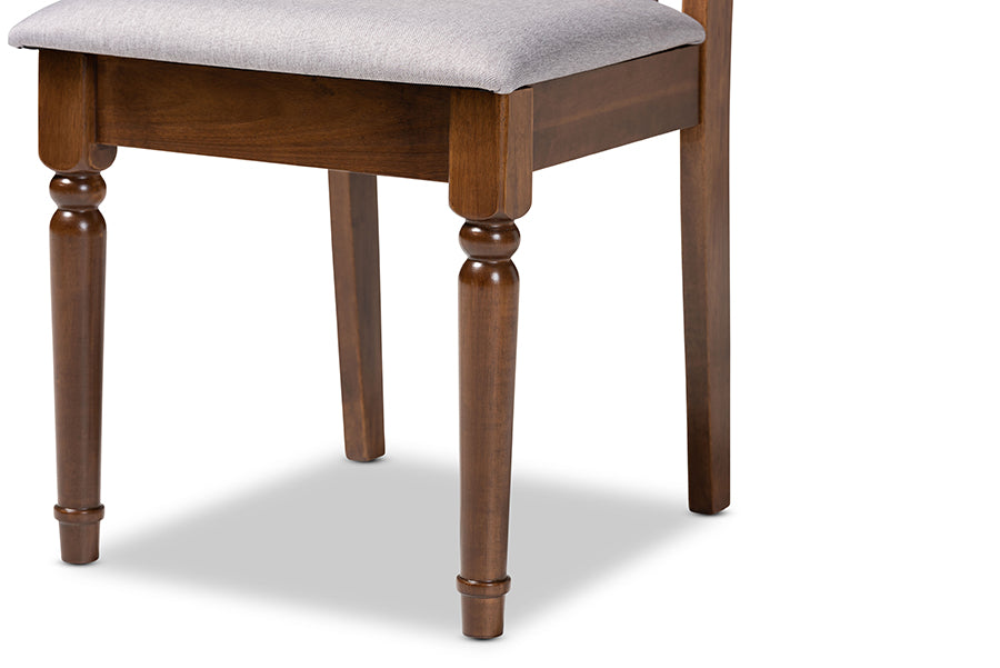 Baxton Studio Callie Modern and Contemporary Grey Fabric Upholstered and Walnut Brown Finished Wood 5-Piece Dining Set