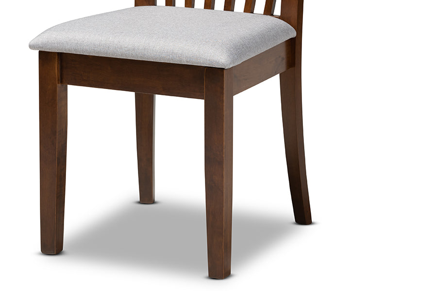 Baxton Studio Andi Modern and Contemporary Grey Fabric Upholstered and Walnut Brown Finished Wood 5-Piece Dining Set