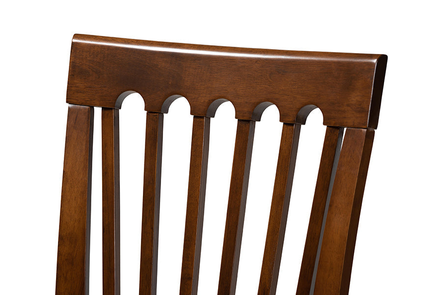Baxton Studio Bailey Modern and Contemporary Grey Fabric Upholstered and Walnut Brown Finished Wood 5-Piece Dining Set