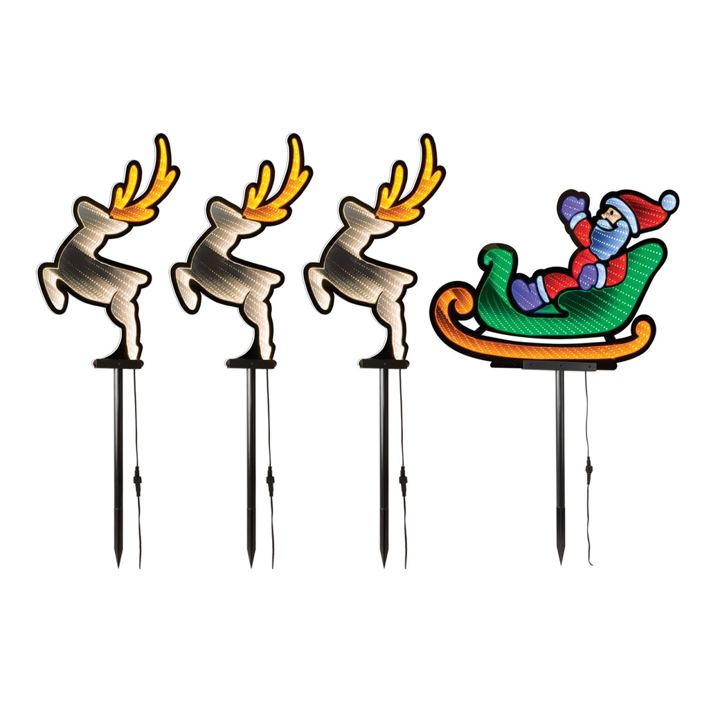 Santa and Sleigh Pathway Light Ekkolight (Set of 4)