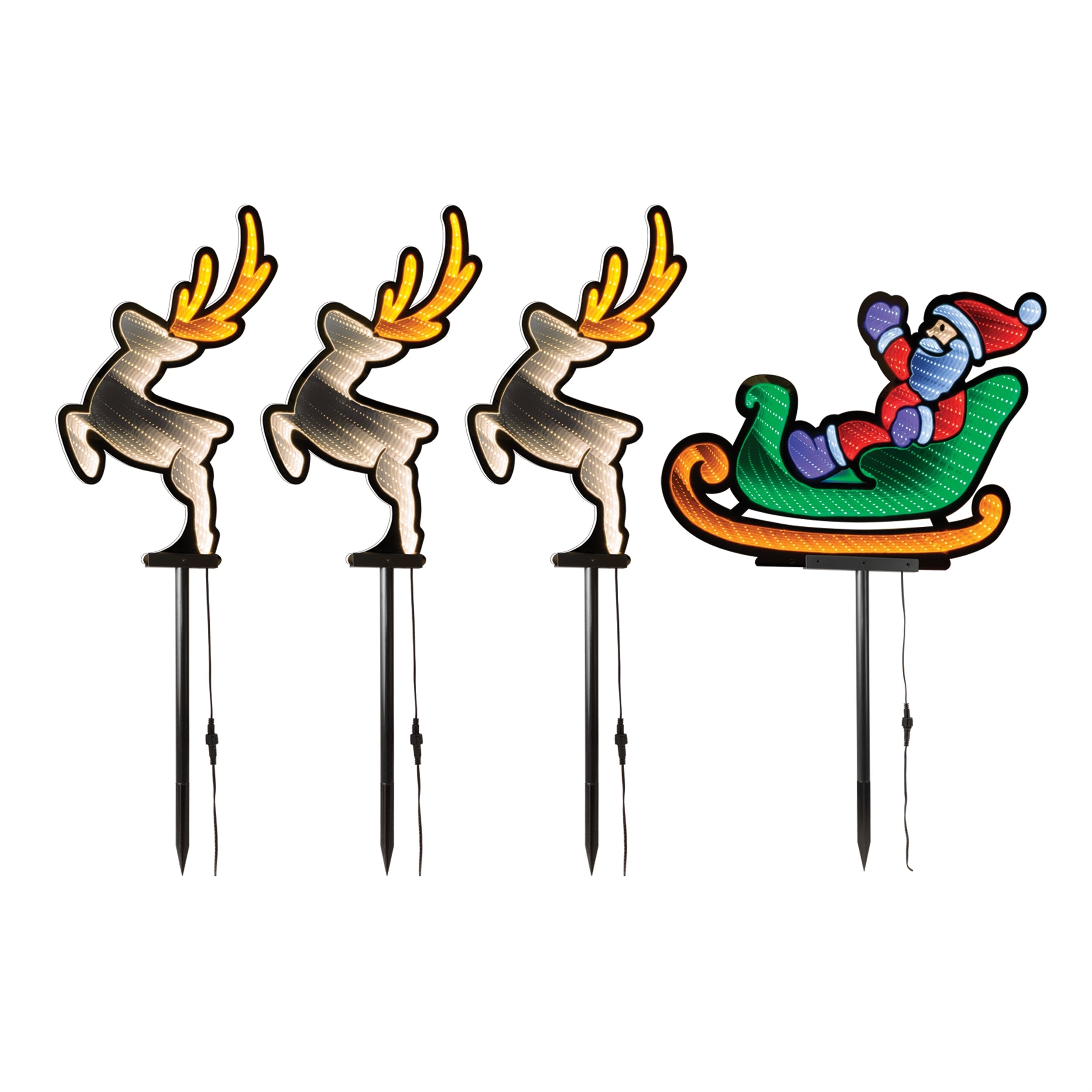 Santa and Sleigh Pathway Light Ekkolight (Set of 4)