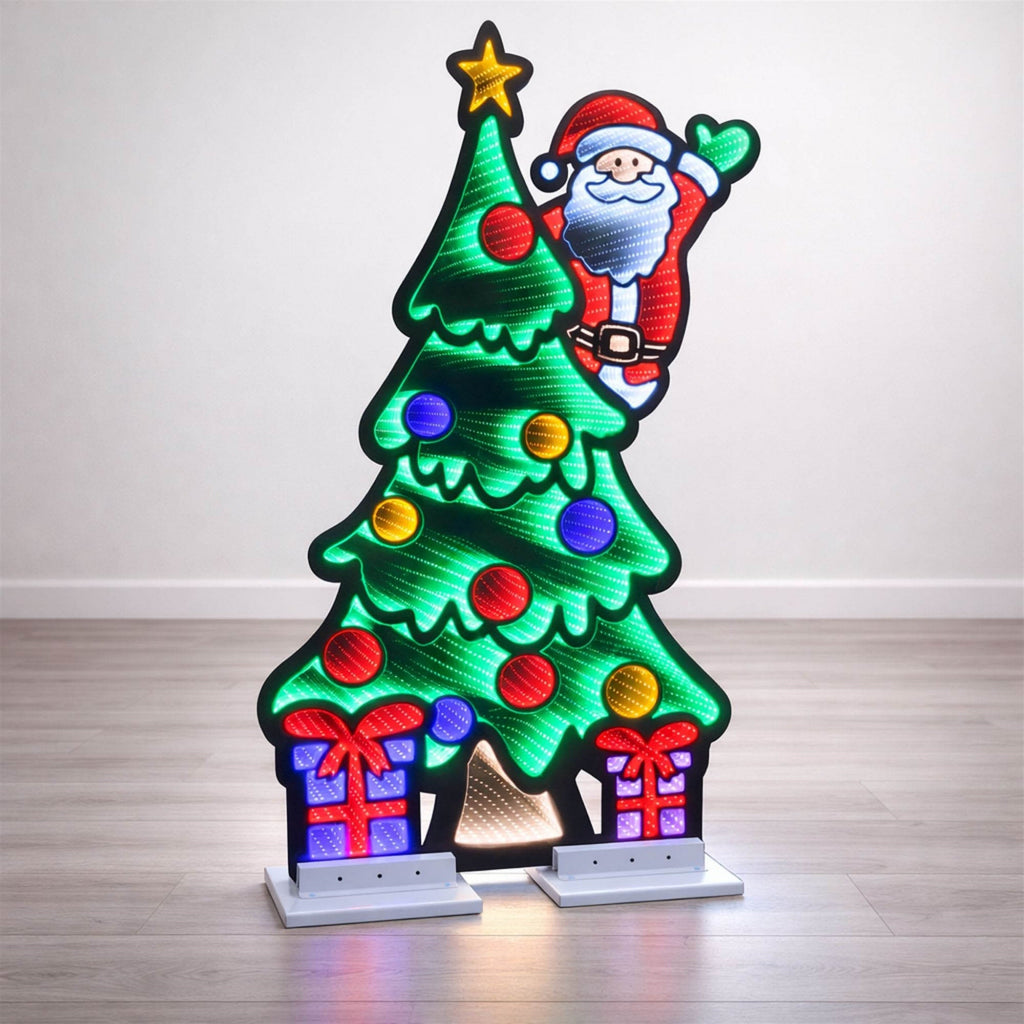 Santa and Christmas Tree Ekkolight 48"H