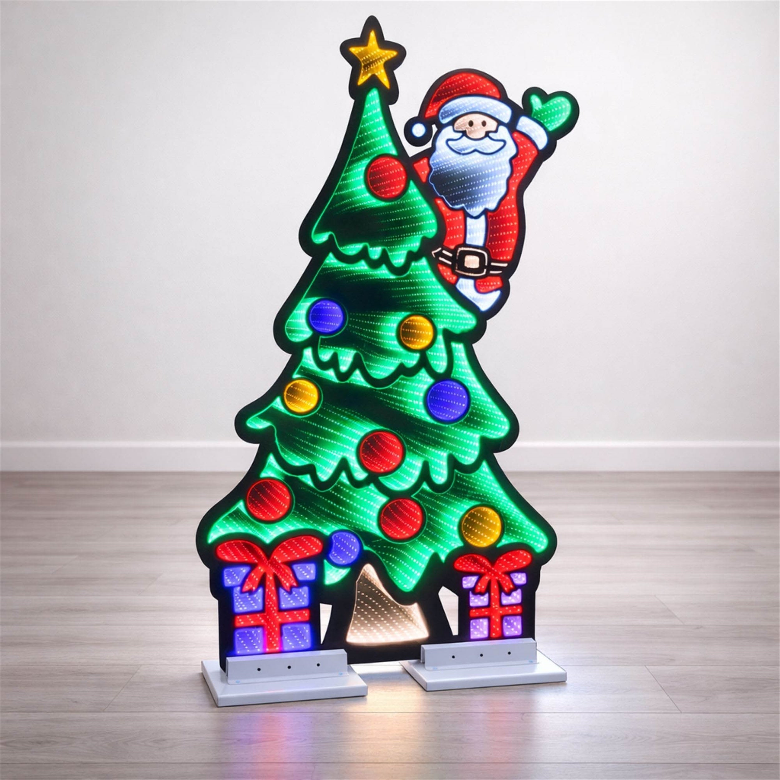 Santa and Christmas Tree Ekkolight 48"H