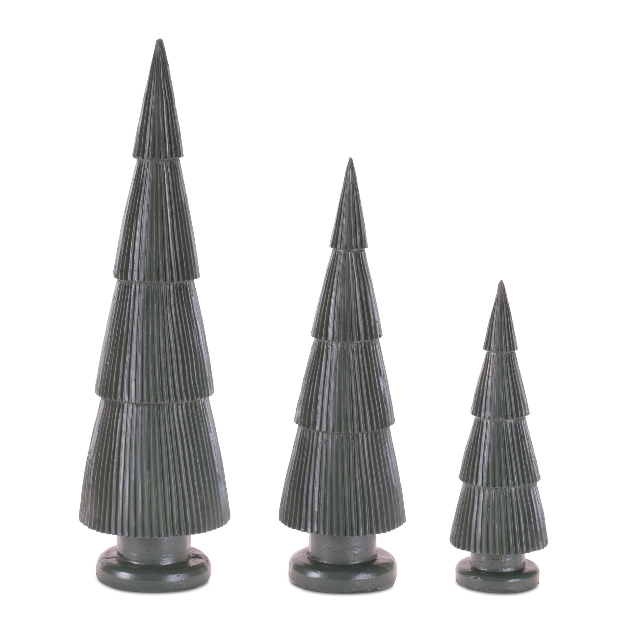 Green Ribbed Resin Christmas Tree (Set of 3)