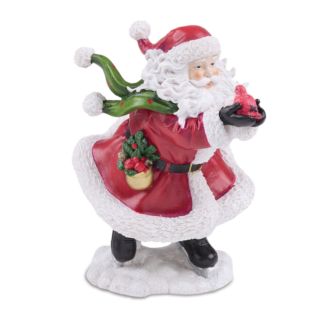 Windy Santa with Cardinal Bird Figurine (Set of 2)