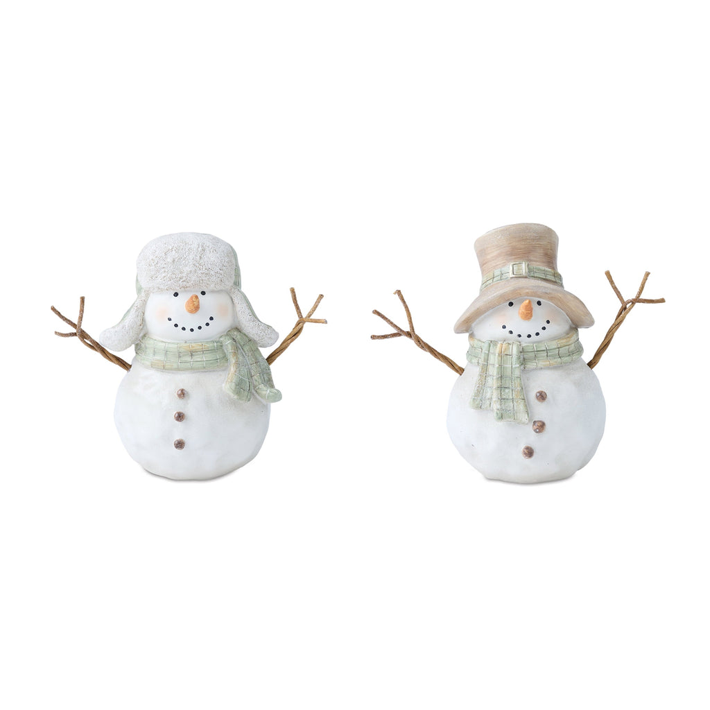 Glittered Snowman Figurine (Set of 2)