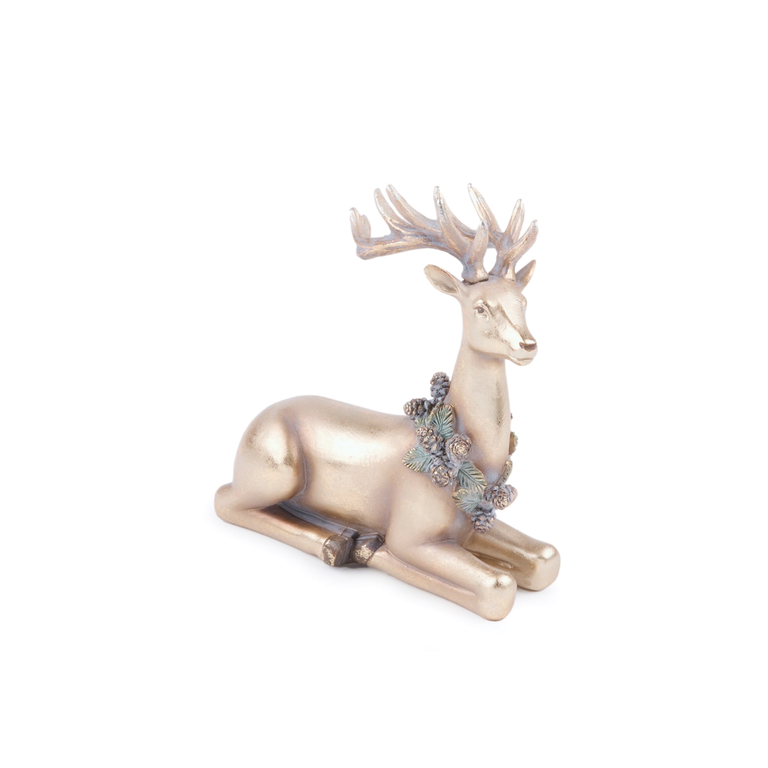 Metallic Deer with Wreath Figurine (Set of 2)