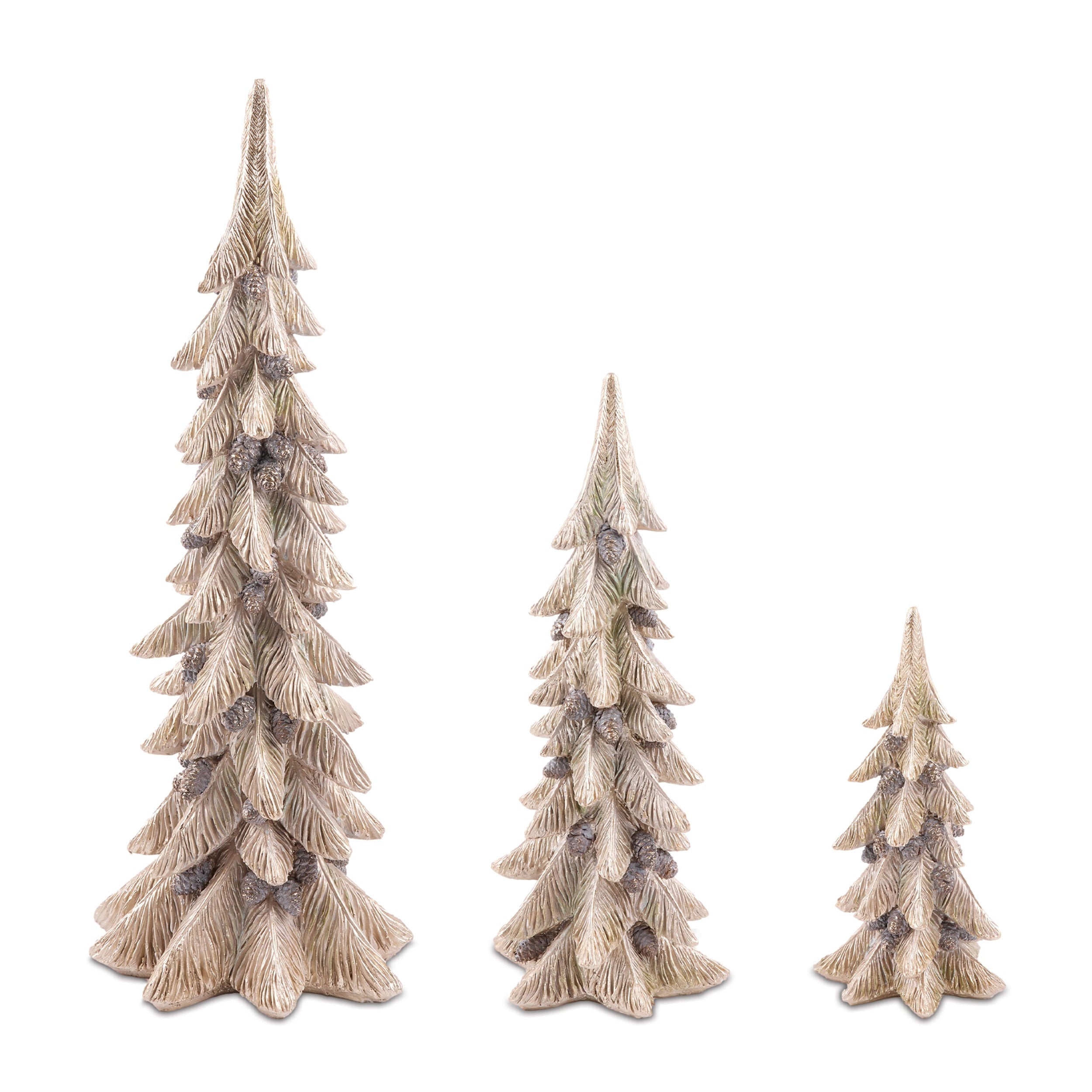 Metallic Pine Tree with Pinecones (Set of 3)