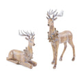 Glittered Deer with Wreath Figurine (Set of 2)