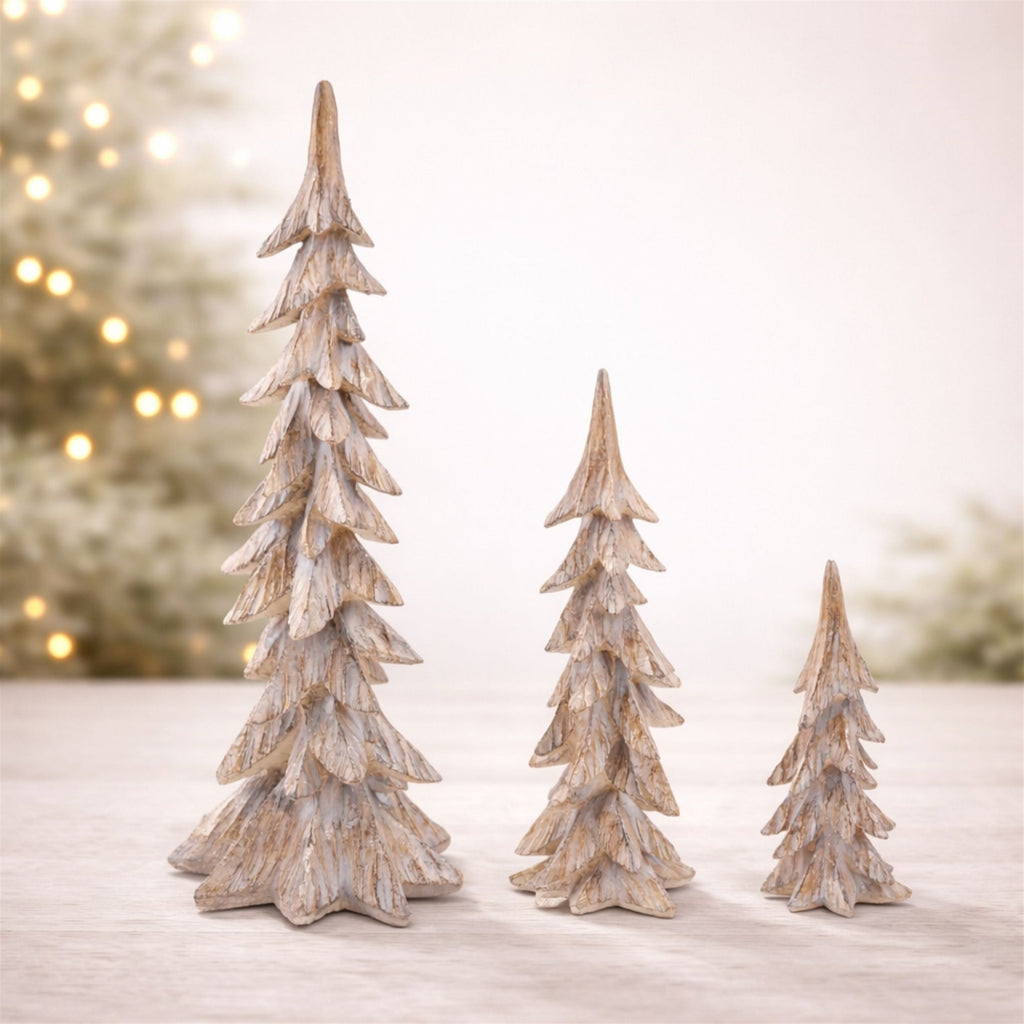 Carved Pine Tree (Set of 3)